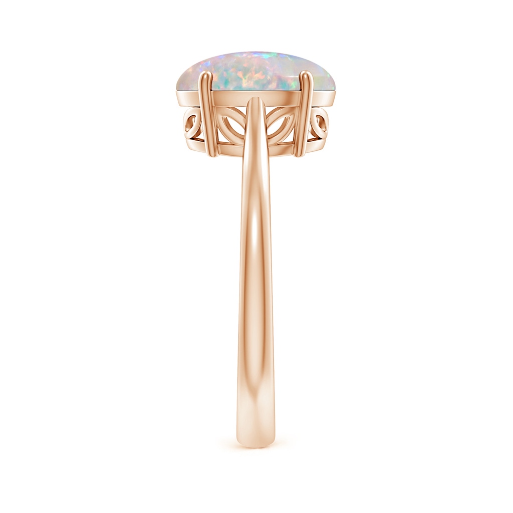 10x8mm AAAA Oval Solitaire Opal Cocktail Ring in Rose Gold Side-2