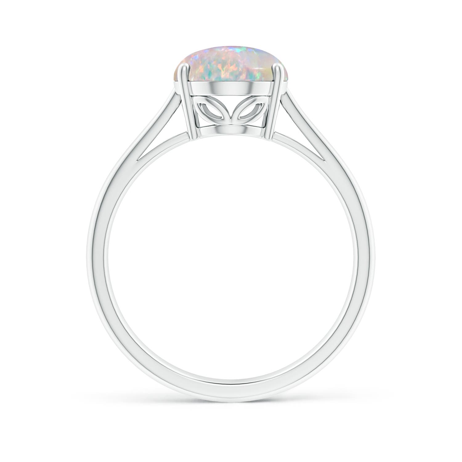 10x8mm AAAA Oval Solitaire Opal Cocktail Ring in White Gold - side 3