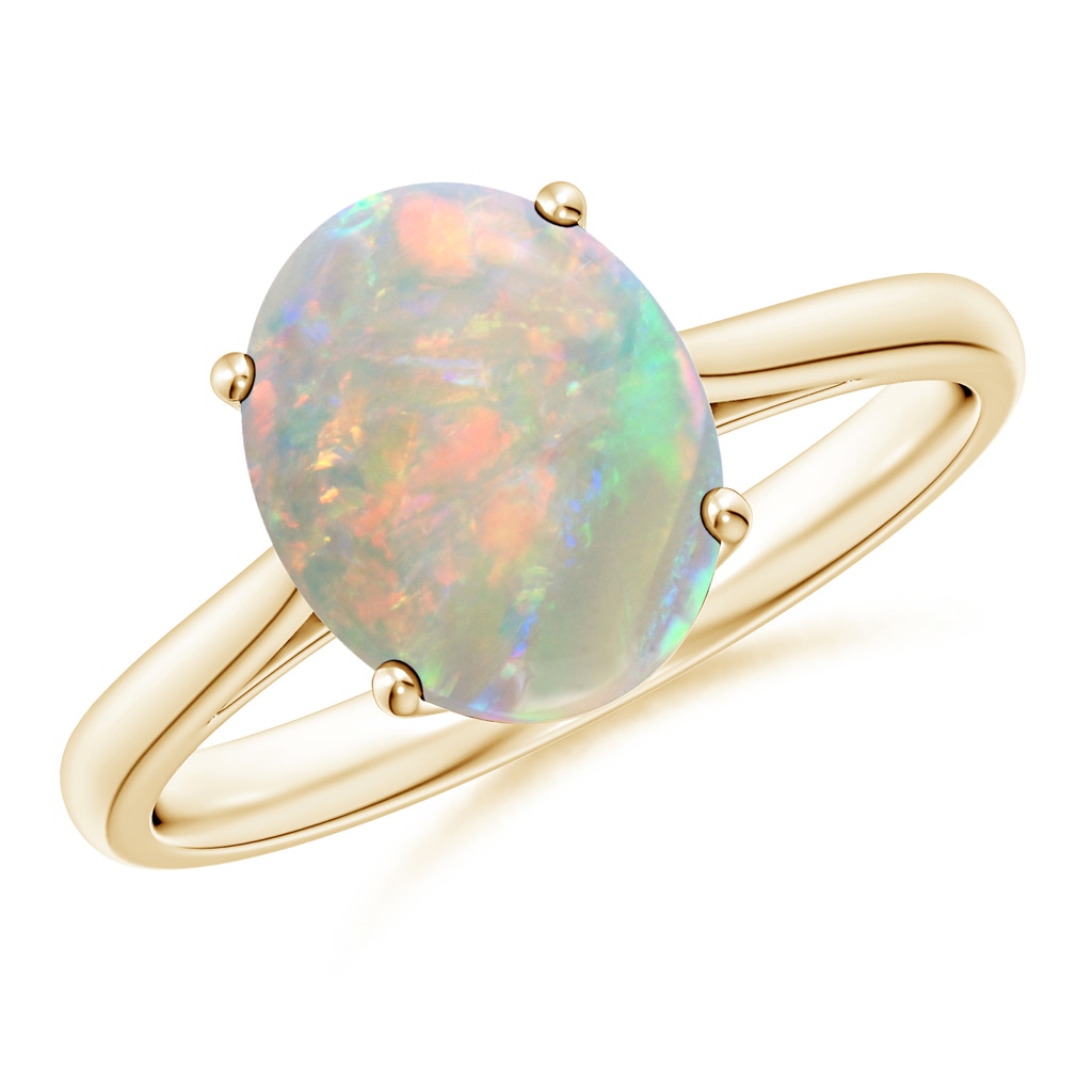 10x8mm AAAA Oval Solitaire Opal Cocktail Ring in Yellow Gold