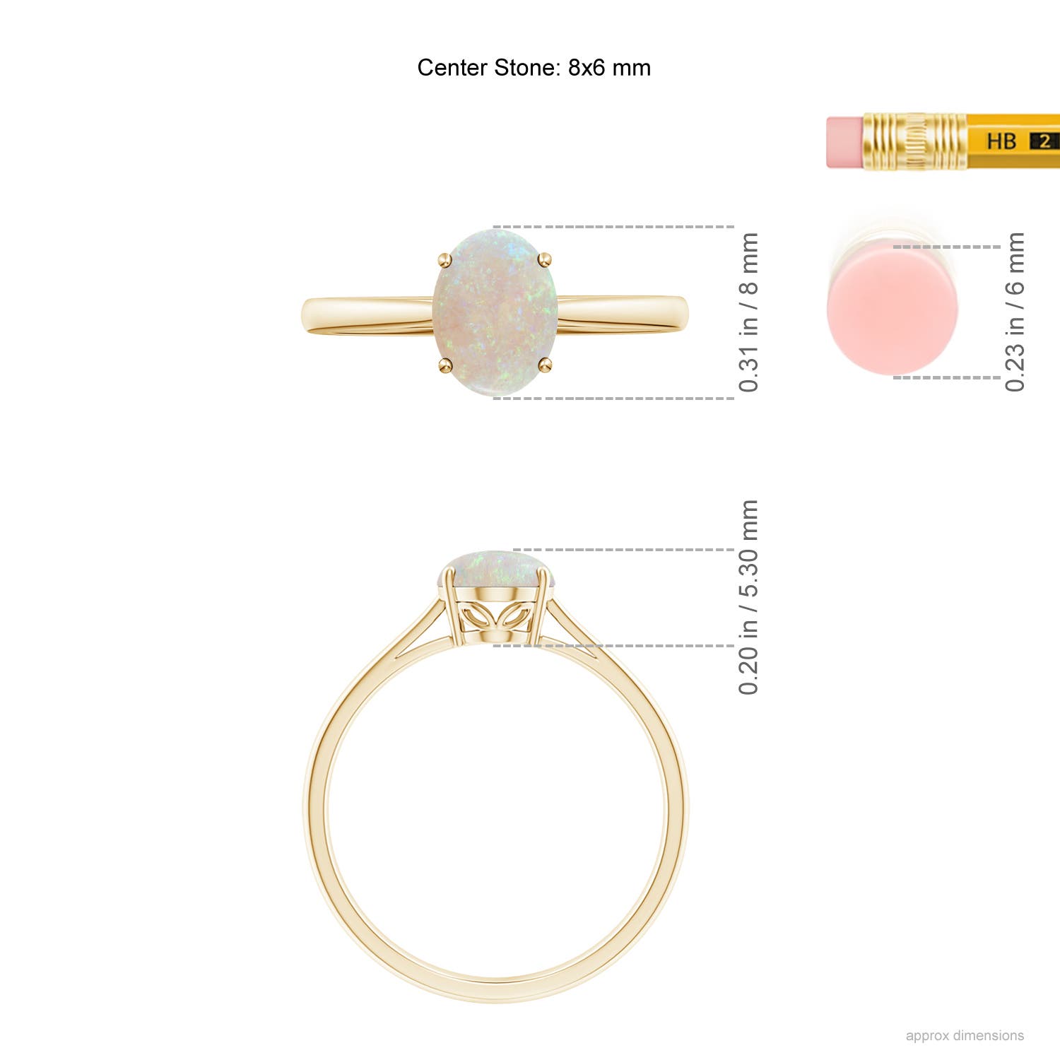 AA - Opal / 0.8 CT / 14 KT Yellow Gold
