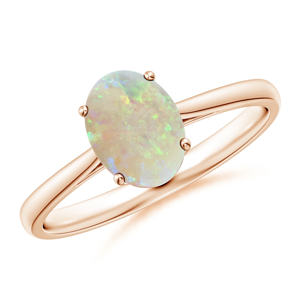 8x6mm AAA Oval Solitaire Opal Cocktail Ring in 10K Rose Gold