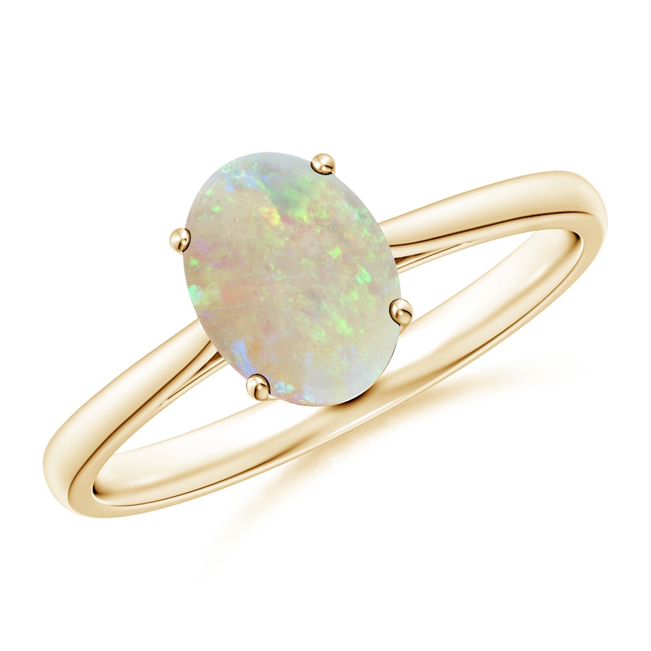 8x6mm AAA Oval Solitaire Opal Cocktail Ring in 9K Yellow Gold 