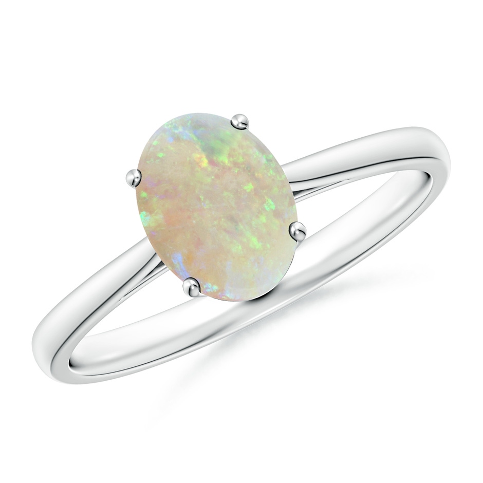 8x6mm AAA Oval Solitaire Opal Cocktail Ring in P950 Platinum 