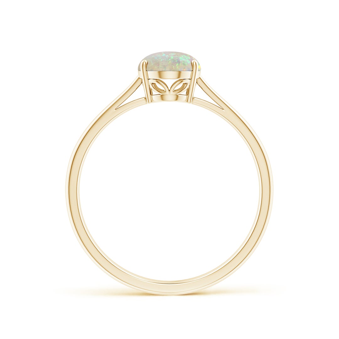 8x6mm AAA Oval Solitaire Opal Cocktail Ring in Yellow Gold - side 3