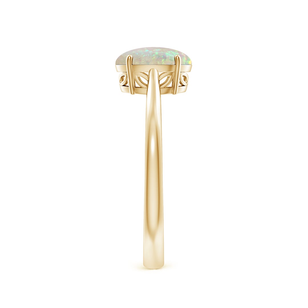 8x6mm AAA Oval Solitaire Opal Cocktail Ring in Yellow Gold - side 7