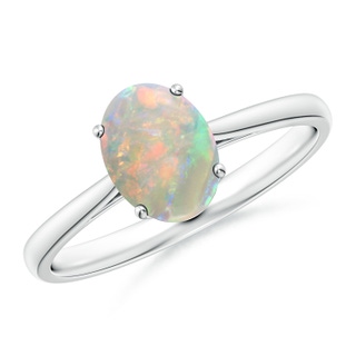 8x6mm AAAA Oval Solitaire Opal Cocktail Ring in P950 Platinum