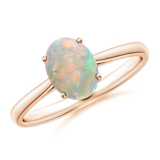 8x6mm AAAA Oval Solitaire Opal Cocktail Ring in Rose Gold
