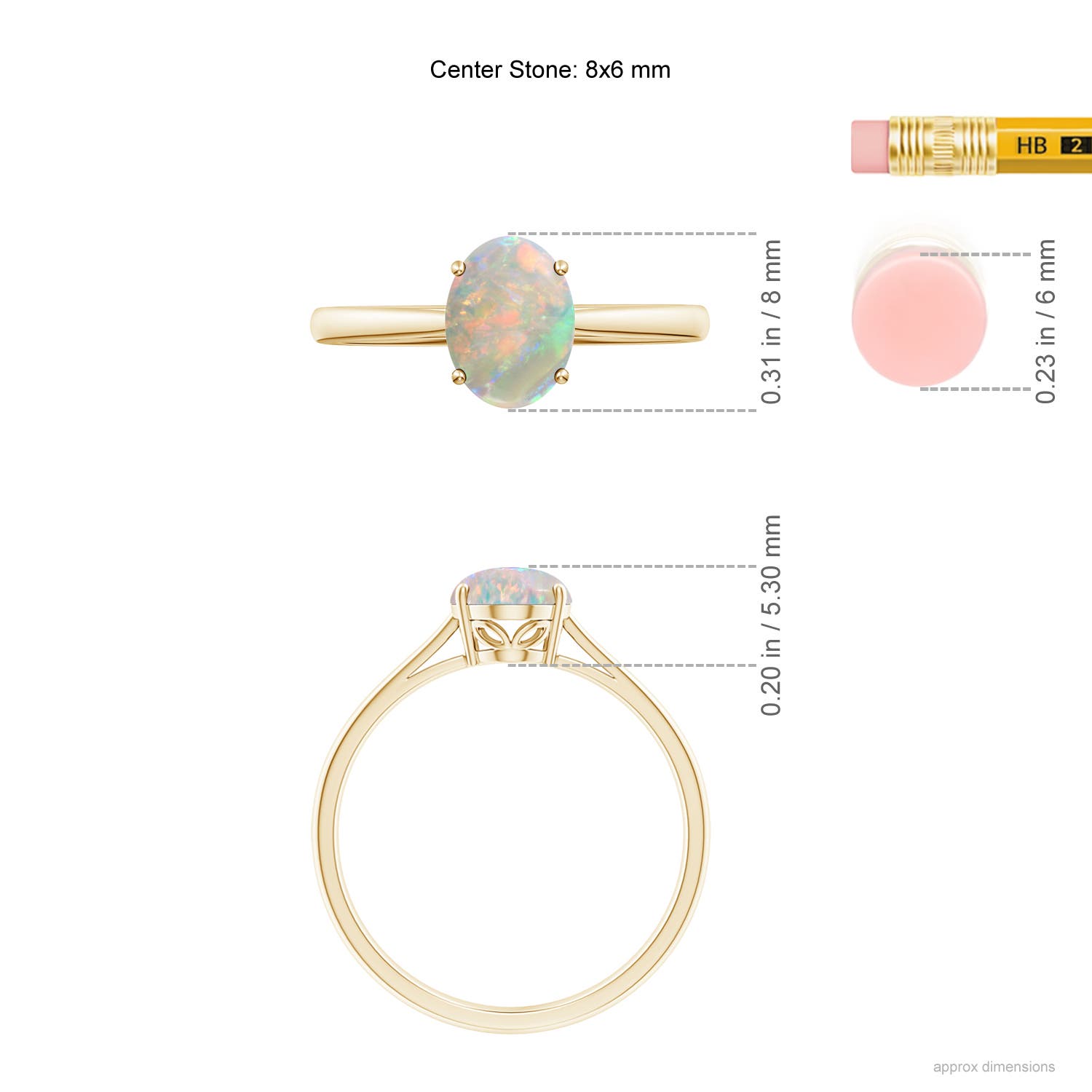 AAAA - Opal / 0.8 CT / 14 KT Yellow Gold