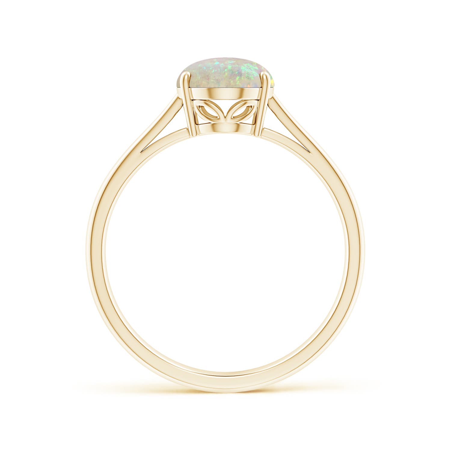 9x7mm AAA Oval Solitaire Opal Cocktail Ring in 18K Yellow Gold