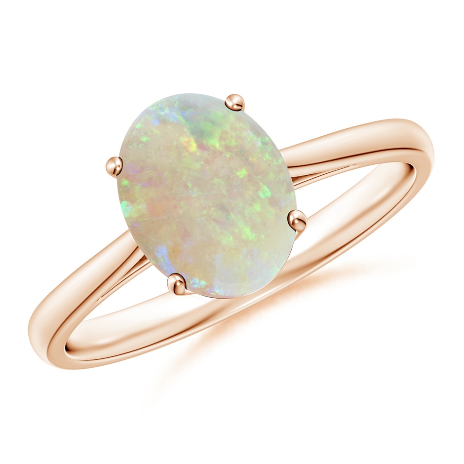 9x7mm AAA Oval Solitaire Opal Cocktail Ring in Rose Gold 