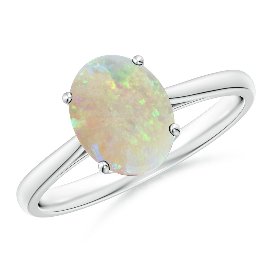 9x7mm AAA Oval Solitaire Opal Cocktail Ring in White Gold 
