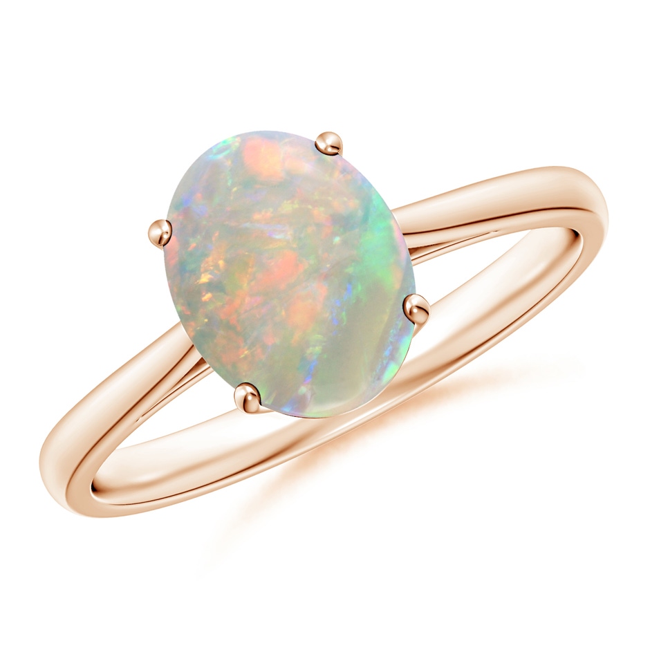 9x7mm AAAA Oval Solitaire Opal Cocktail Ring in Rose Gold 