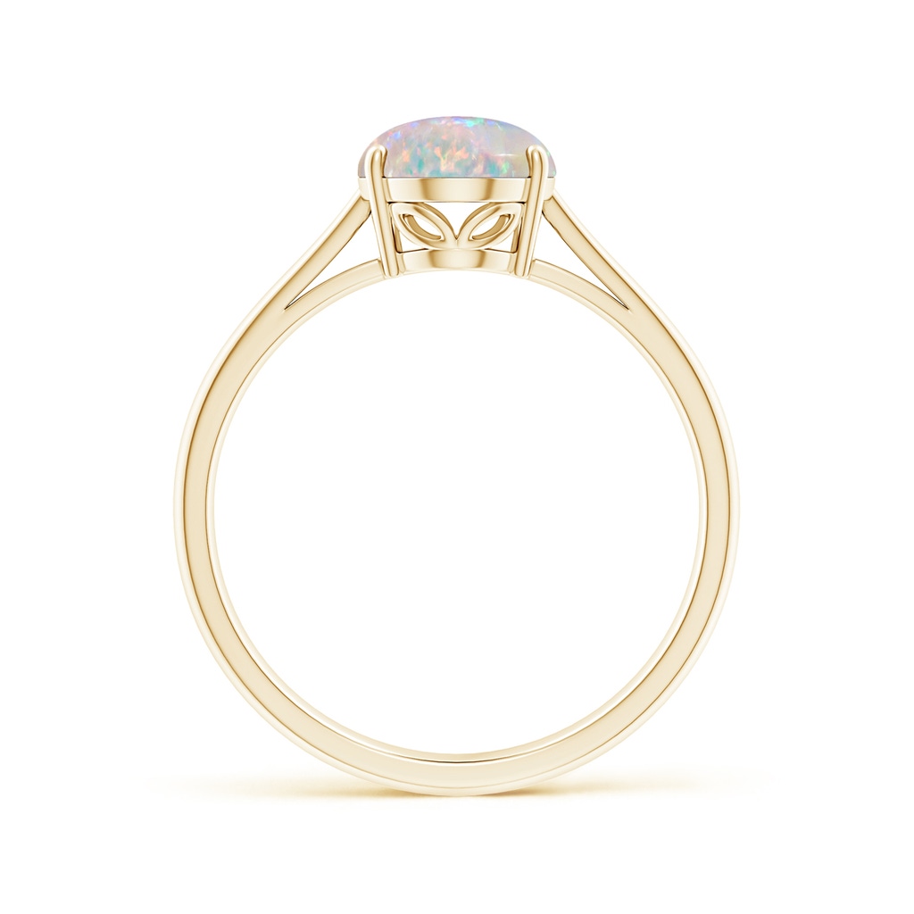 9x7mm AAAA Oval Solitaire Opal Cocktail Ring in Yellow Gold Side-1