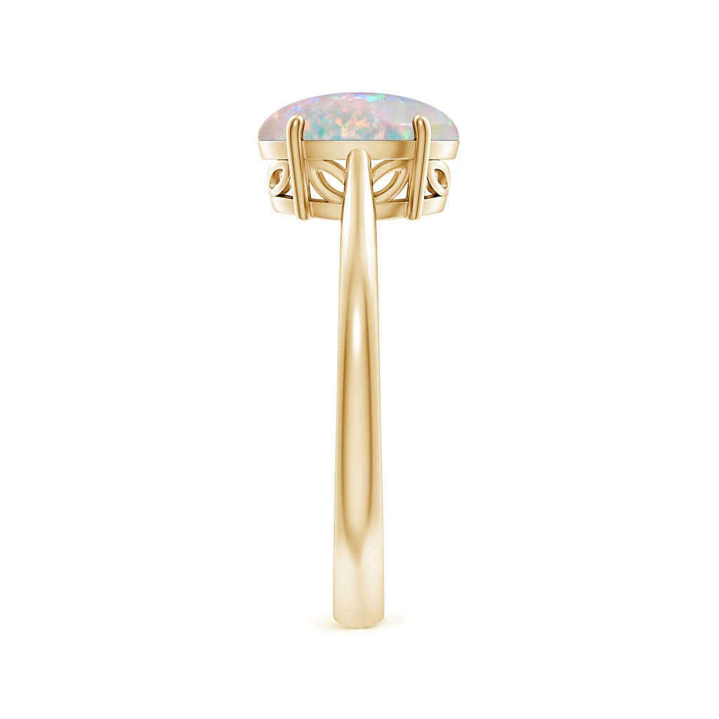 9x7mm AAAA Oval Solitaire Opal Cocktail Ring in Yellow Gold Side-2