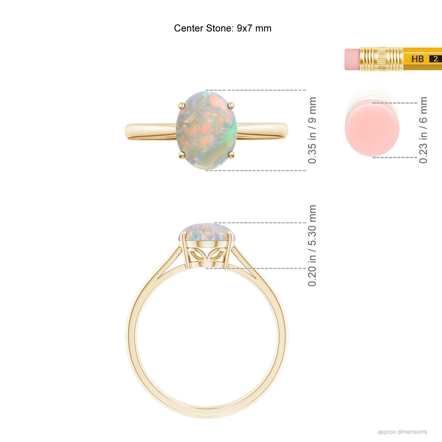 Angara Natural Oval Solitaire 1.1Ct Opal Cocktail Ring in 14K Solid Gold (9x7MM) - Bild 32 von 48