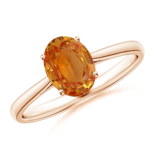 8x6mm AA Oval Solitaire Orange Sapphire Cocktail Ring in Rose Gold