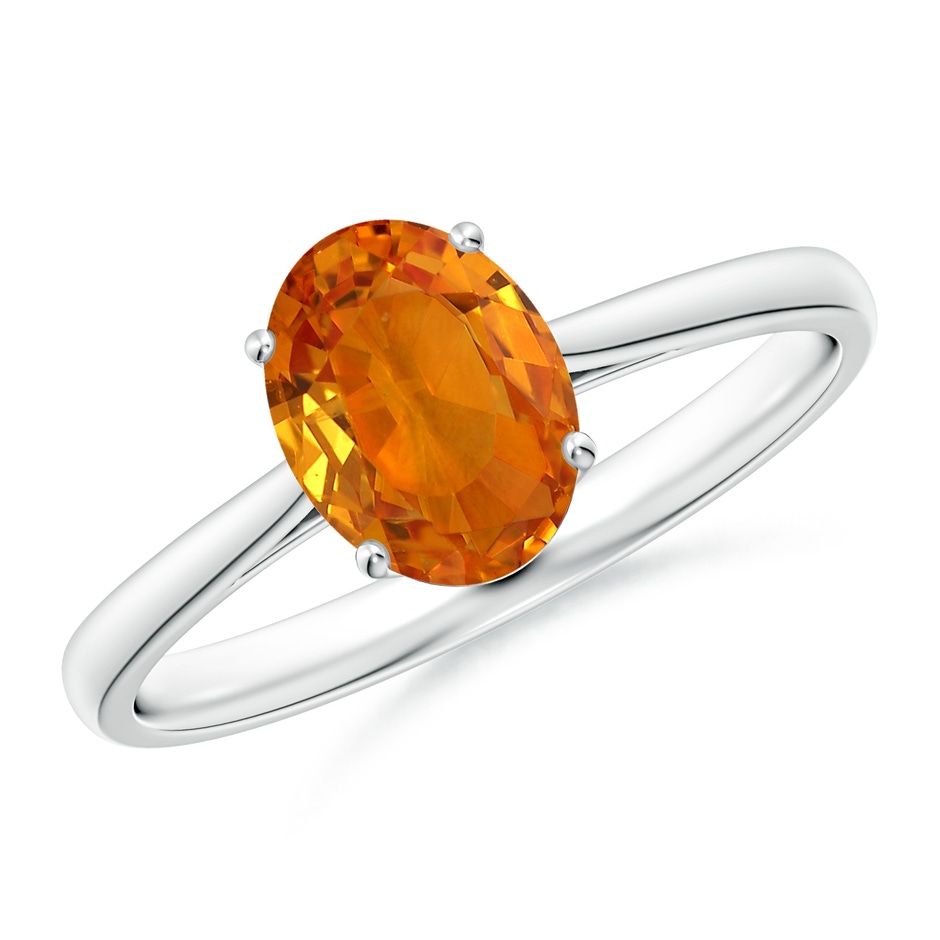 8x6mm AAA Oval Solitaire Orange Sapphire Cocktail Ring in White Gold 