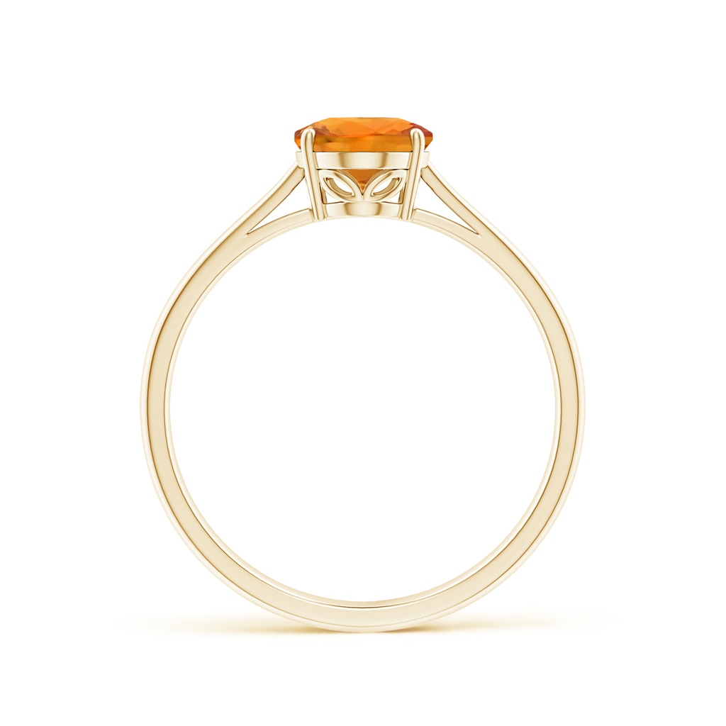 8x6mm AAA Oval Solitaire Orange Sapphire Cocktail Ring in Yellow Gold Side-1