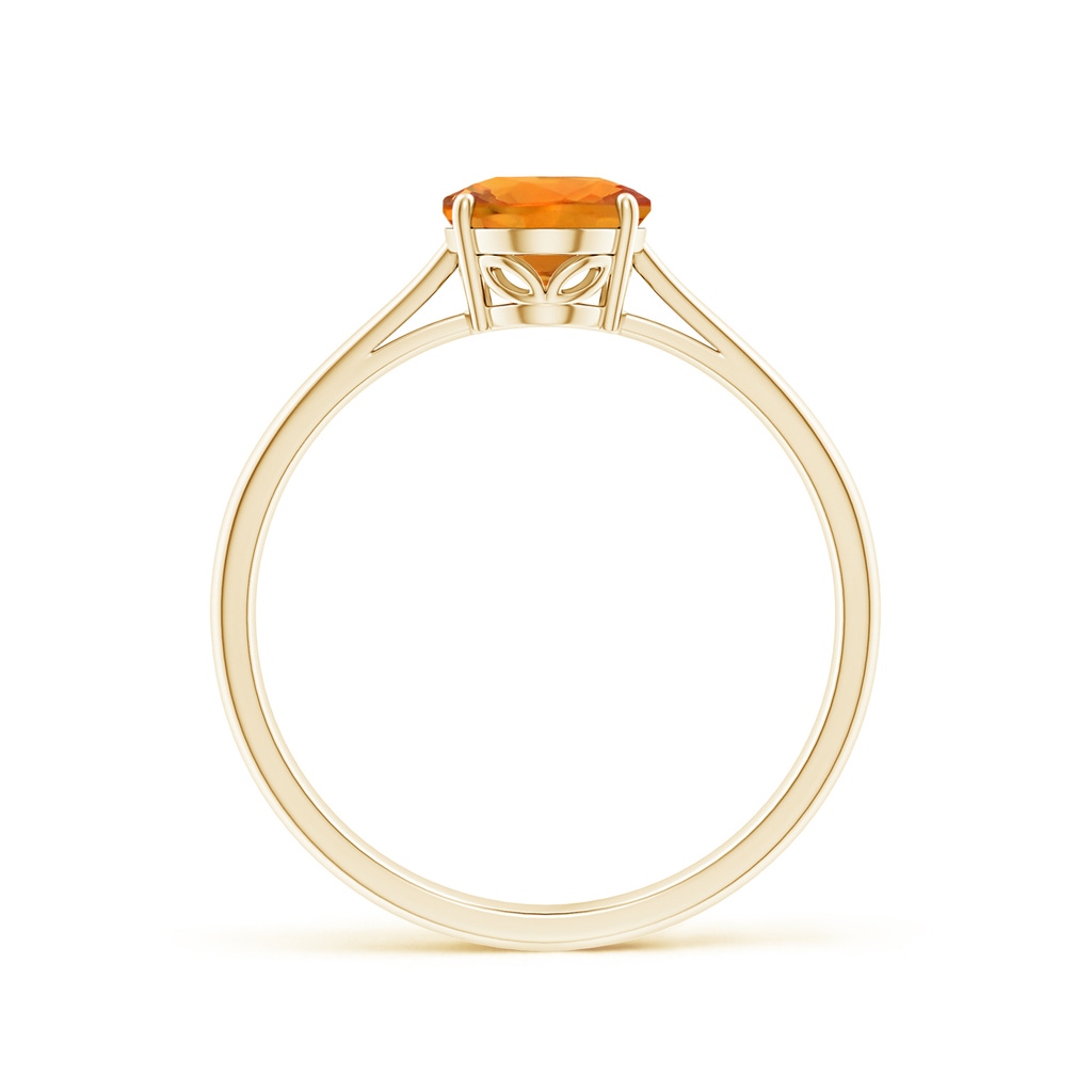 8x6mm AAA Oval Solitaire Orange Sapphire Cocktail Ring in Yellow Gold - side 199