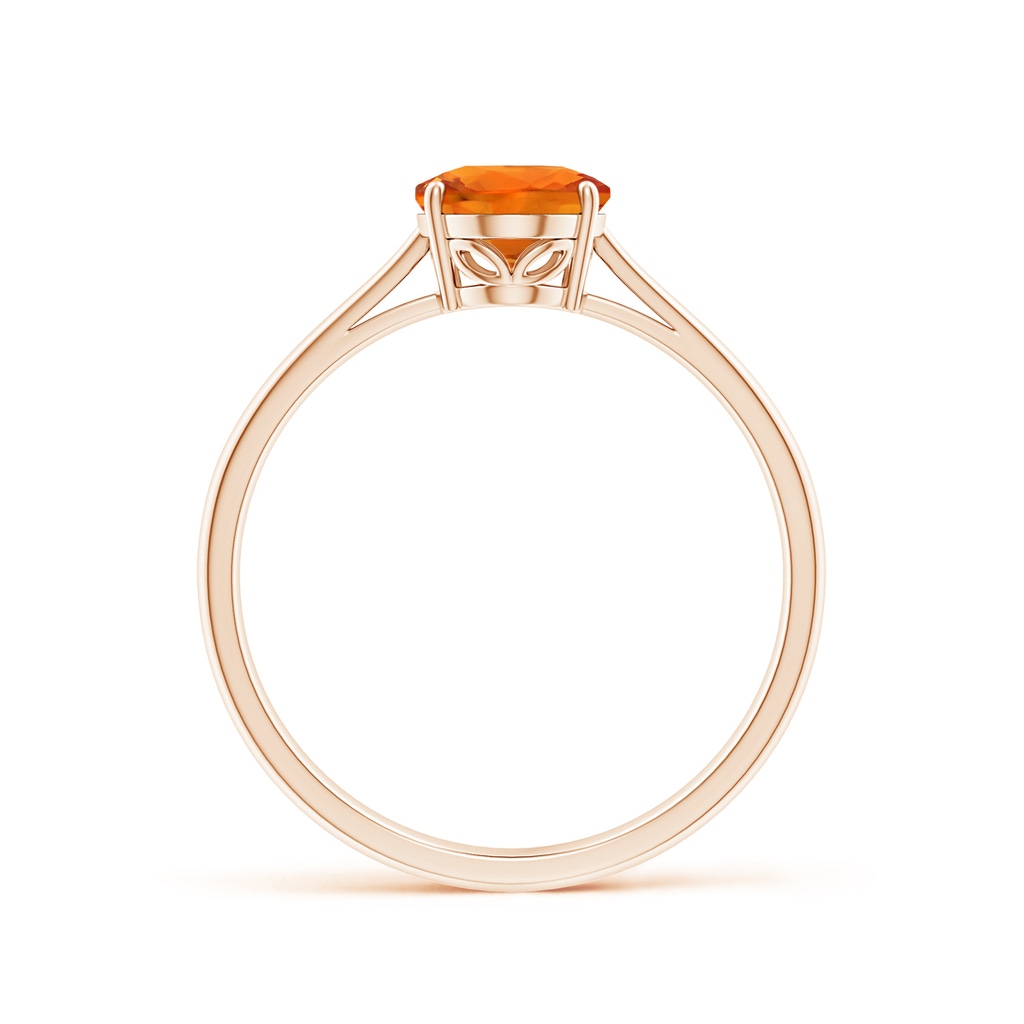 8x6mm AAAA Oval Solitaire Orange Sapphire Cocktail Ring in Rose Gold - side 199