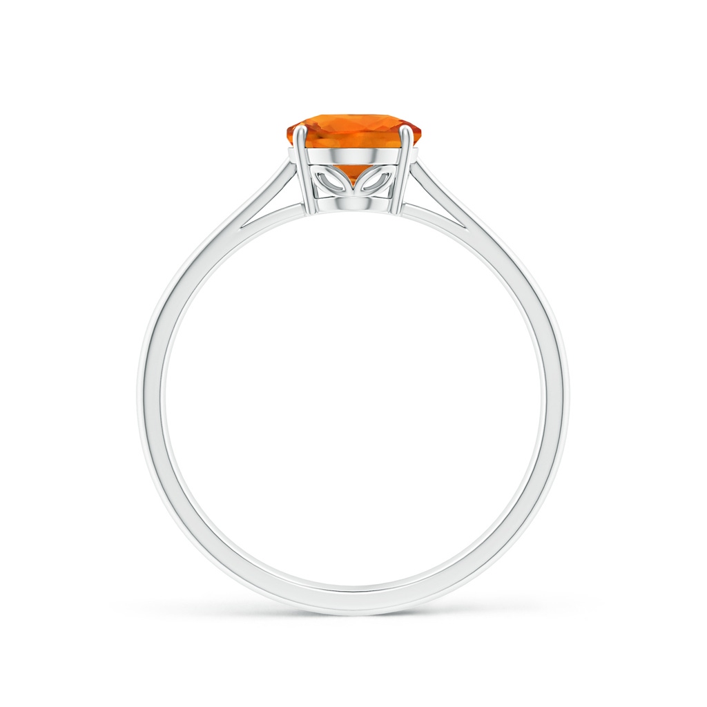 8x6mm AAAA Oval Solitaire Orange Sapphire Cocktail Ring in White Gold - side 199
