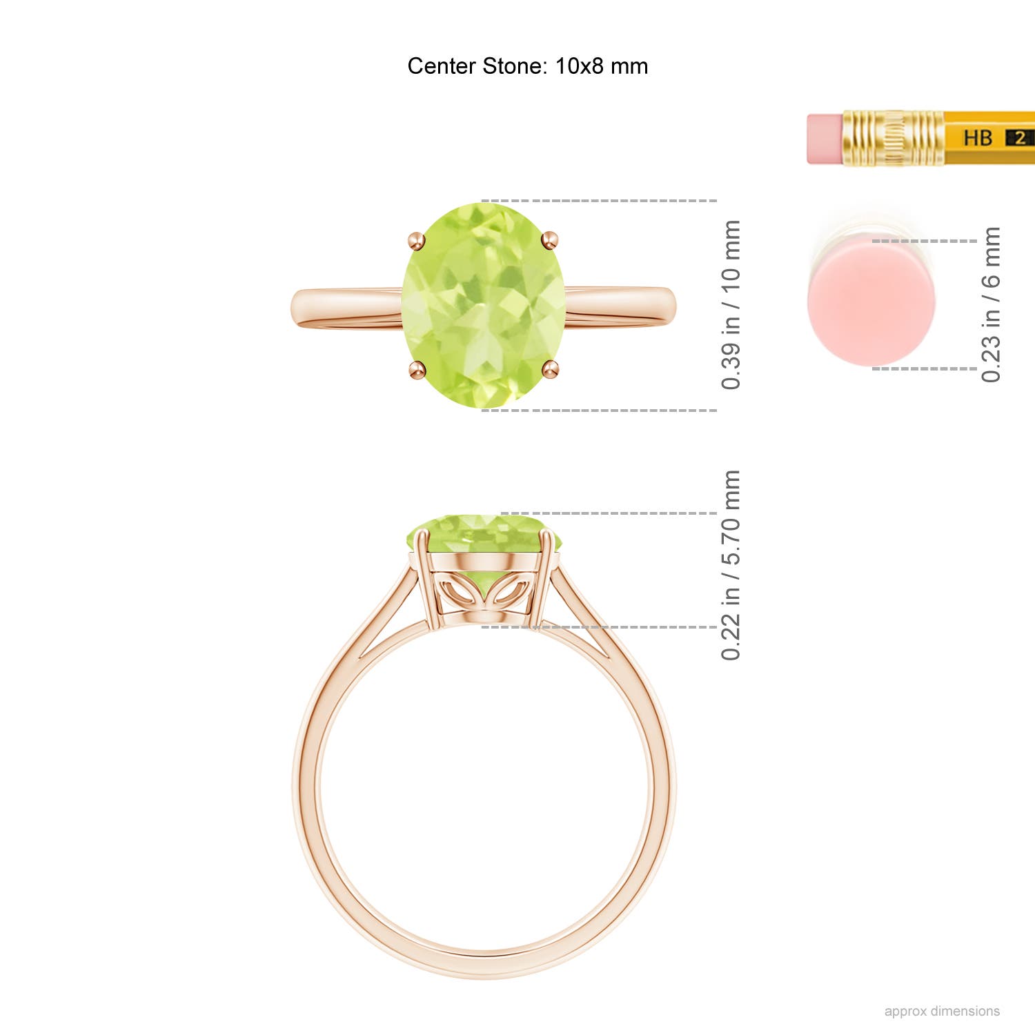 A - Peridot / 2.6 CT / 14 KT Rose Gold