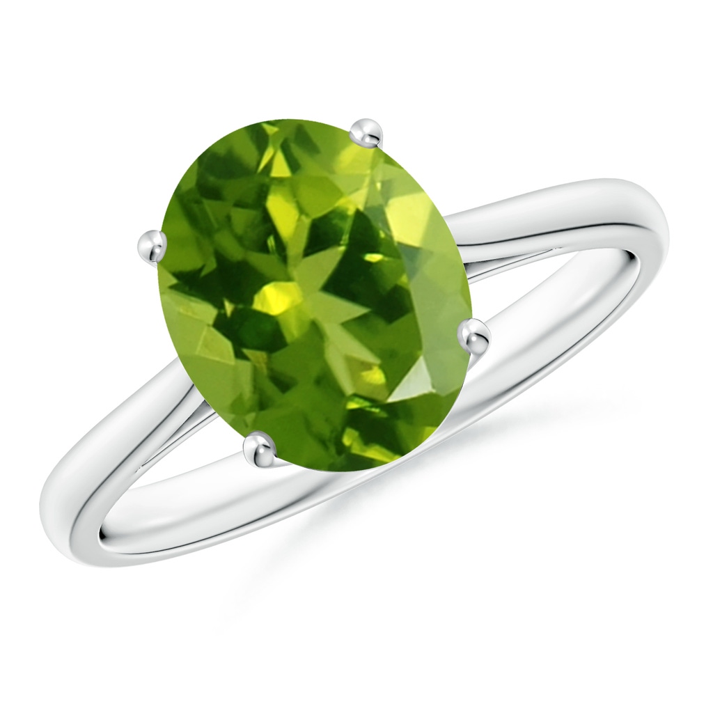10x8mm AAAA Oval Solitaire Peridot Cocktail Ring in P950 Platinum
