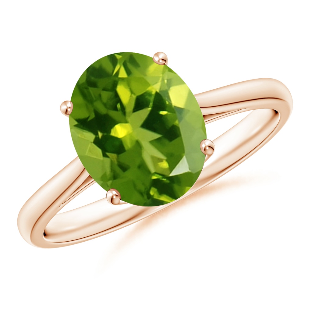 10x8mm AAAA Oval Solitaire Peridot Cocktail Ring in Rose Gold
