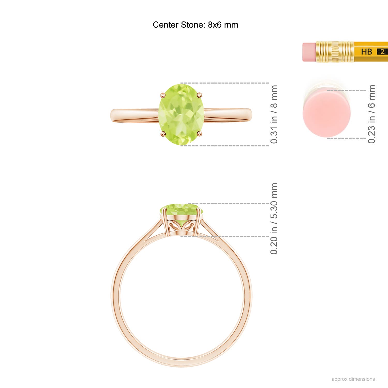 A - Peridot / 1.35 CT / 14 KT Rose Gold