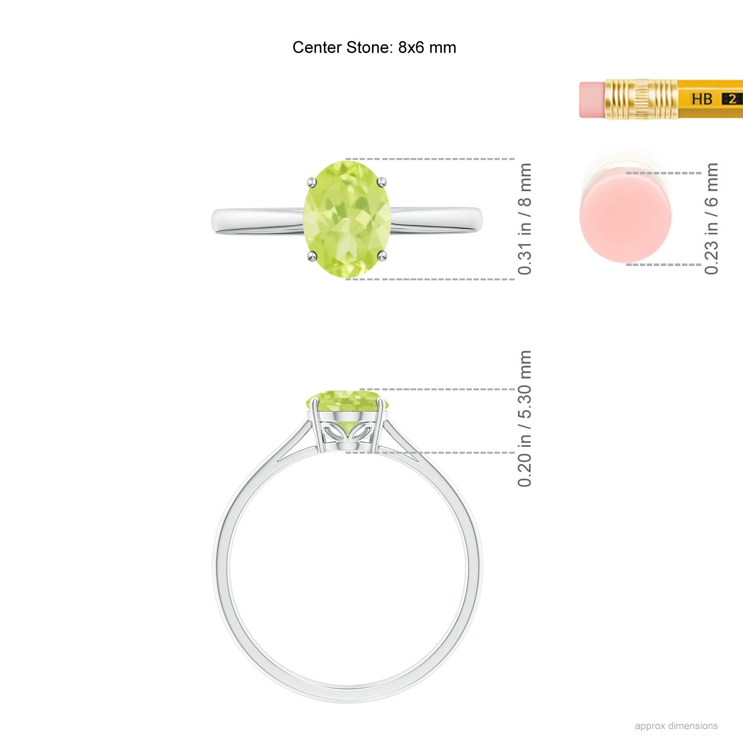 A - Peridot / 1.35 CT / 14 KT White Gold