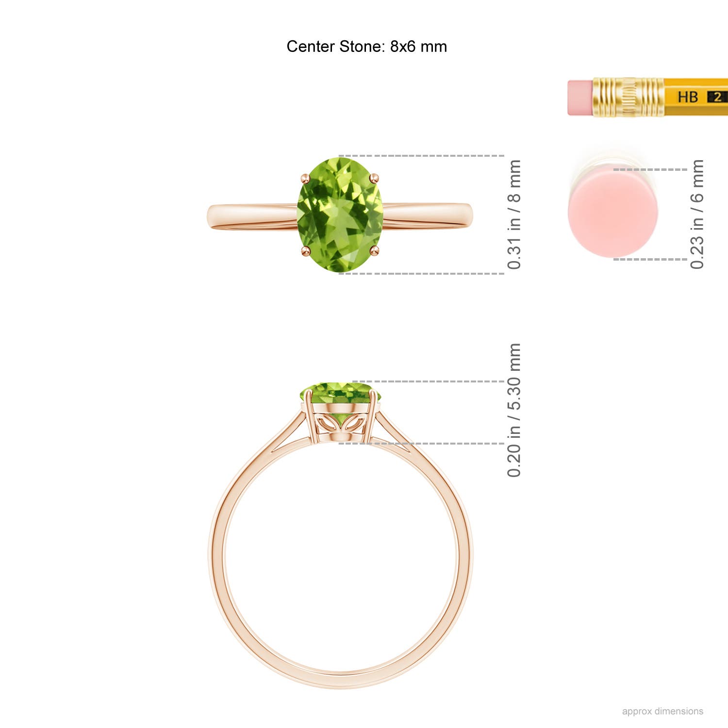 AAA - Peridot / 1.35 CT / 14 KT Rose Gold