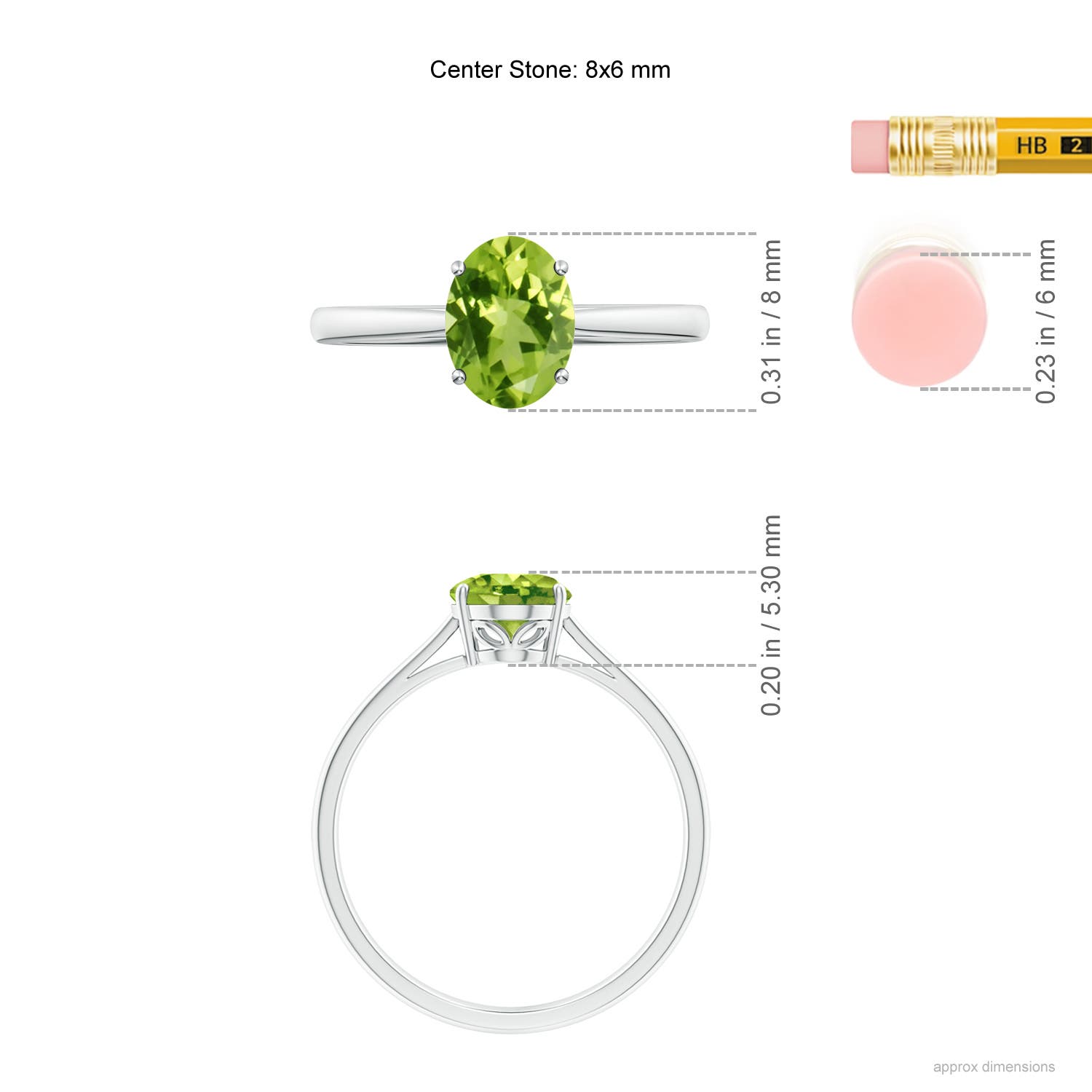 AAA - Peridot / 1.35 CT / 14 KT White Gold