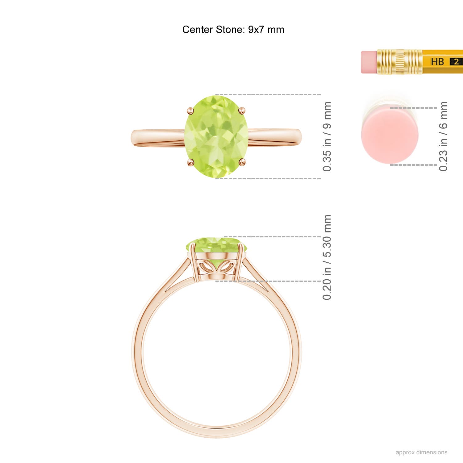 A - Peridot / 1.9 CT / 14 KT Rose Gold