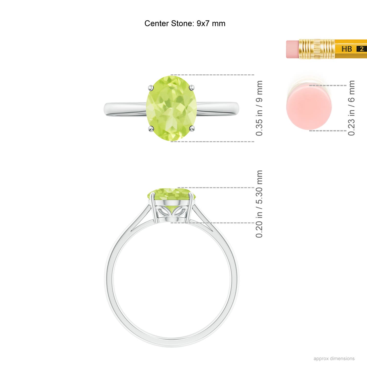 A - Peridot / 1.9 CT / 14 KT White Gold