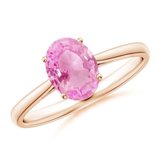 8x6mm A Oval Solitaire Pink Sapphire Cocktail Ring in Rose Gold