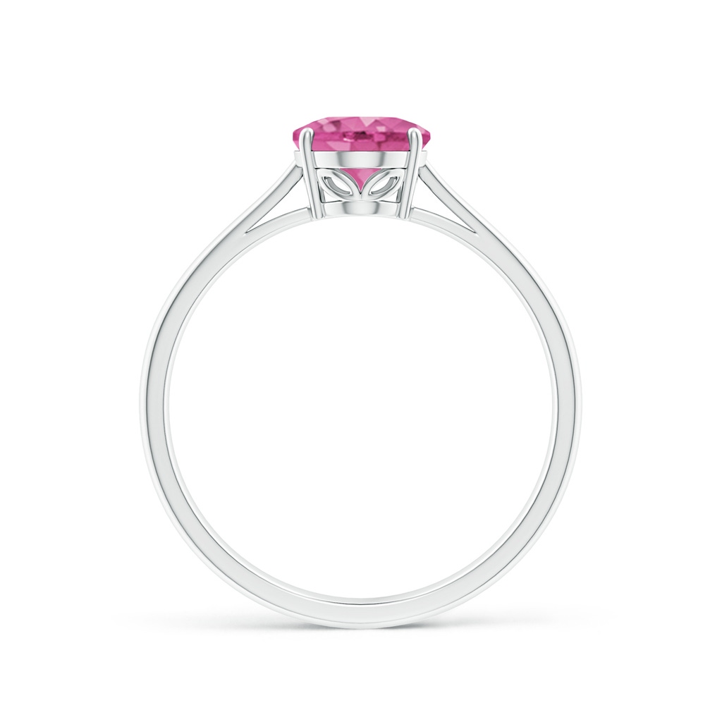 8x6mm AAA Oval Solitaire Pink Sapphire Cocktail Ring in White Gold Side-1