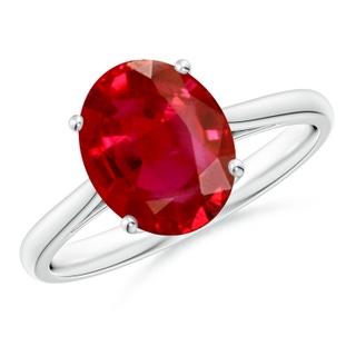 10x8mm AAA Oval Solitaire Ruby Cocktail Ring in P950 Platinum