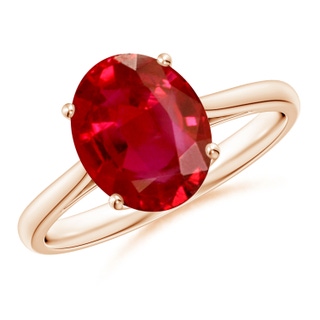 10x8mm AAA Oval Solitaire Ruby Cocktail Ring in Rose Gold