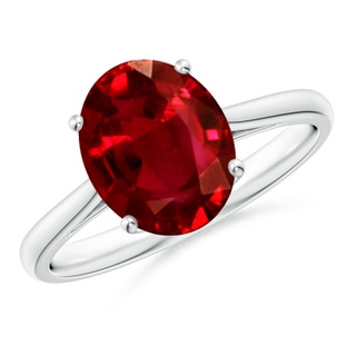 10x8mm AAAA Oval Solitaire Ruby Cocktail Ring in P950 Platinum