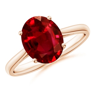 10x8mm AAAA Oval Solitaire Ruby Cocktail Ring in Rose Gold