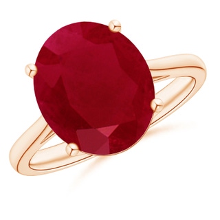 12x10mm AA Oval Solitaire Ruby Cocktail Ring in Rose Gold