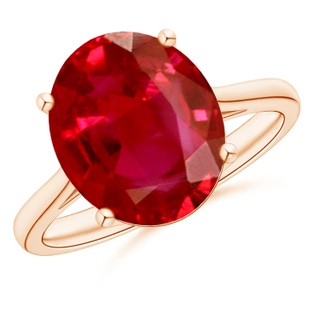 12x10mm AAA Oval Solitaire Ruby Cocktail Ring in 9K Rose Gold