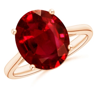 12x10mm AAAA Oval Solitaire Ruby Cocktail Ring in Rose Gold