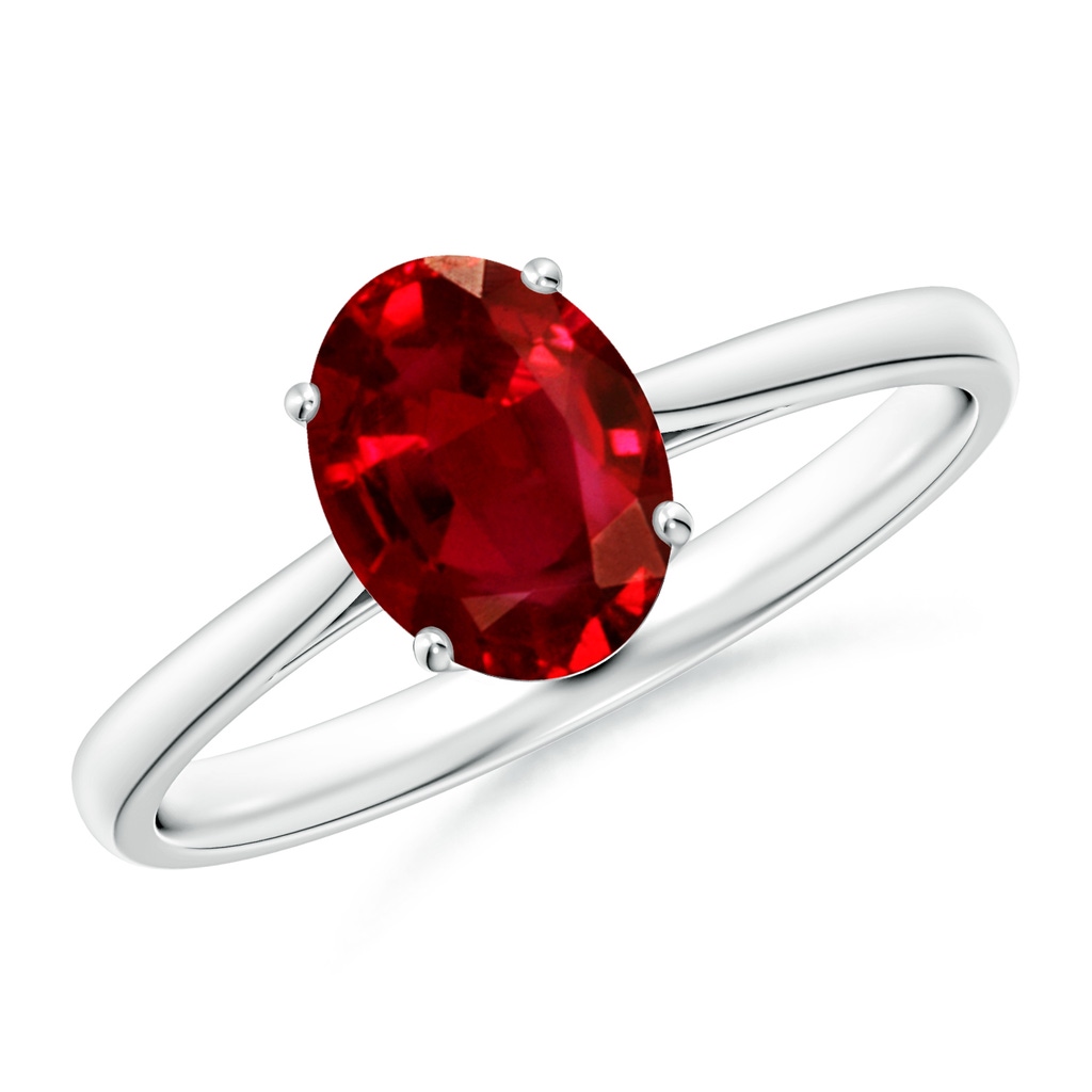 8x6mm AAAA Oval Solitaire Ruby Cocktail Ring in P950 Platinum