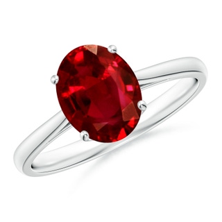 9x7mm AAAA Oval Solitaire Ruby Cocktail Ring in P950 Platinum