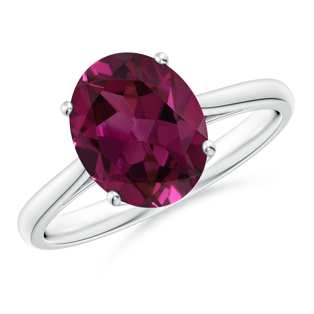 10x8mm AAAA Oval Solitaire Rhodolite Cocktail Ring in P950 Platinum