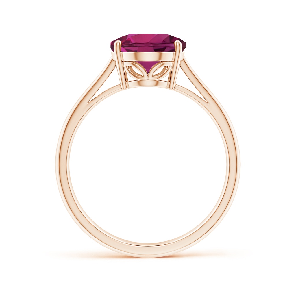 10x8mm AAAA Oval Solitaire Rhodolite Cocktail Ring in Rose Gold - side 199