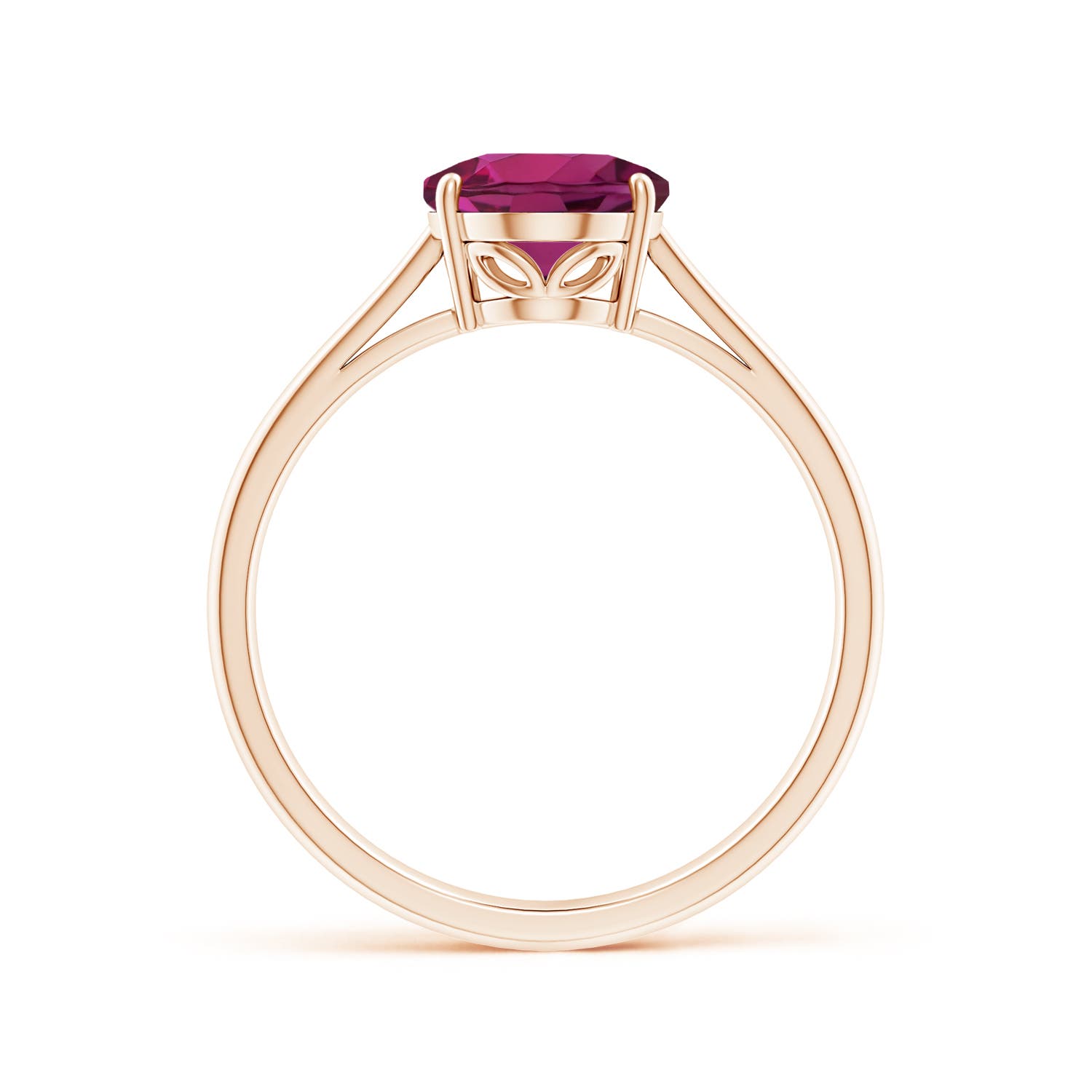 9x7mm AAAA Oval Solitaire Rhodolite Cocktail Ring in 18K Rose Gold