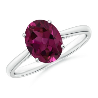 9x7mm AAAA Oval Solitaire Rhodolite Cocktail Ring in P950 Platinum