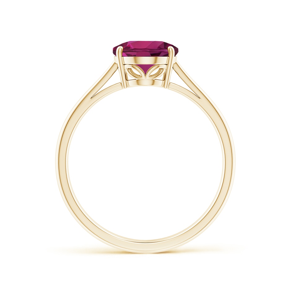 9x7mm AAAA Oval Solitaire Rhodolite Cocktail Ring in Yellow Gold side-1